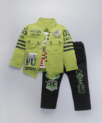 UsmanGhani Boys Casual Shirt Pant(Green)