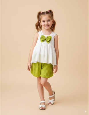RupMilanKolkata Baby Girls Casual Top Shorts(GREEN)