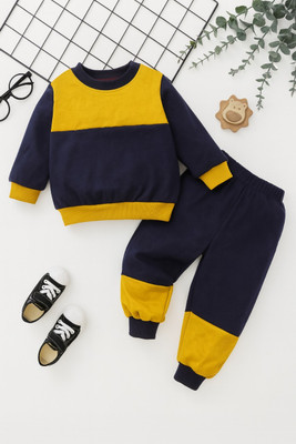 INDIA FASHION FAB Boys & Girls Casual Sweatshirt Sweatpant(Blue, Yellow)