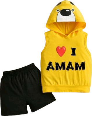 Roble Baby Boys Casual T-shirt Shorts(YELLOW)
