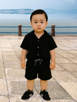 FASHION GRAB Kids Nightwear Boys Printed Cotton(Black Pack of 1)