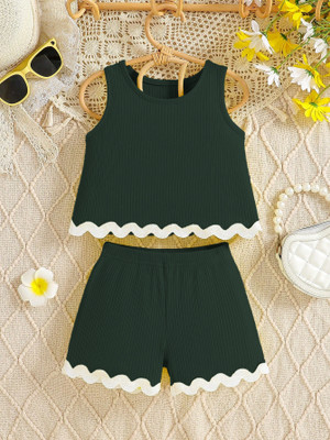 TIOR Girls Party(Festive) T-shirt Skirt(Green)