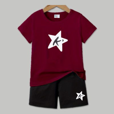 MGRS Baby Boys & Baby Girls Casual T-shirt Shorts(MAROON)