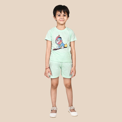 ENBOLD Boys & Girls Casual T-shirt Shorts(Light Green 1)