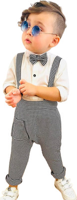 Belliza Baby Boys & Baby Girls Party(Festive) Shirt Dungaree, Bow Tie(MULTICOLOUR)