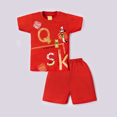 SINDON Baby Boys Casual T-shirt Pant(Red)