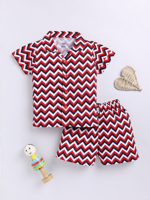 YK X Tinyo Boys & Girls Casual Shirt Shorts(Red)