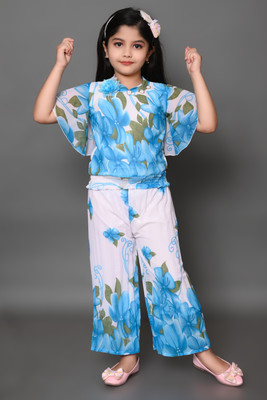 AFTAB DRESSES Girls Party(Festive) Top Pant(BLUE)