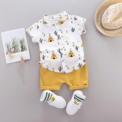 WinsWorld Baby Boys & Baby Girls Party(Festive) Shirt Shorts(Yellow)