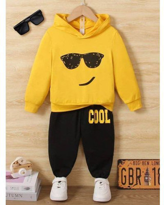 Nutty butty Baby Boys Casual T-shirt Trouser(Yellow & Black)