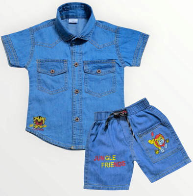 BERRYHOUSE Baby Boys & Baby Girls Casual Shirt Shorts(LIGHT BLUE)
