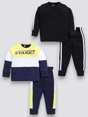 carrydreams Boys & Girls Casual T-shirt Trouser(BLACK_YELLOW)