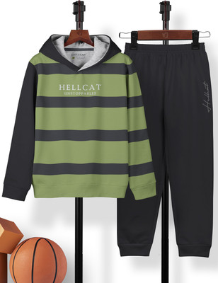 Hellcat Girls Casual T-shirt Track Pants(Green, Grey)