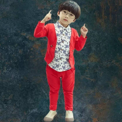 HVLifestyle Boys Party(Festive) Jacket Pant(Red1)