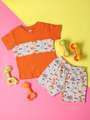 V-MART Baby Boys Casual T-shirt Shorts(Orange)