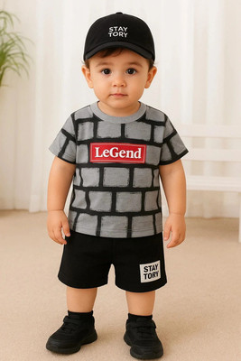 CALCUTTA FASHION Baby Boys & Baby Girls Casual T-shirt Shorts(GREY, BLACK)