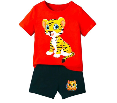 dingdong Baby Boys & Baby Girls Casual T-shirt Shorts(Red)