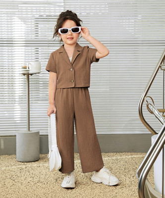 PAGHDAL BROTHERS Girls Casual Jacket Pant(Brown)