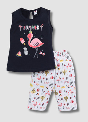Mars Infiniti Baby Girls Casual Top Capri(Navy, Melange)