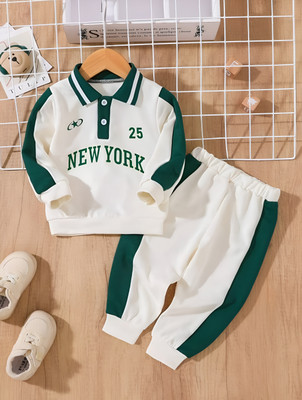 ELPIXIE FASHION Baby Boys & Baby Girls Casual T-shirt Track Pants(White, Green)