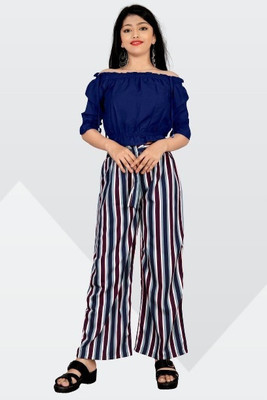 LEERUKA Girls Casual Top Trouser(blue)