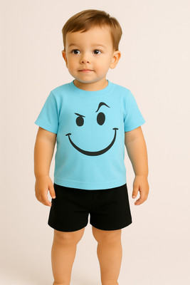 pankhu Baby Boys & Baby Girls Casual T-shirt Shorts(Blue)