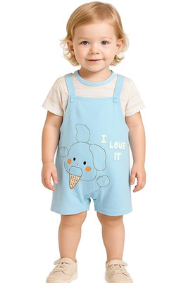 Bold N Elegant Baby Boys & Baby Girls Casual T-shirt Dungaree(Blue)