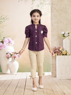 HERE&NOW Girls Party(Festive) Top Capri(Purple)