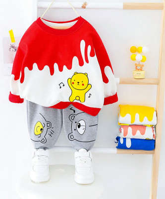Pink Angel Boys & Girls Goofy Party(Festive) Sweatshirt Track Pants(Red)