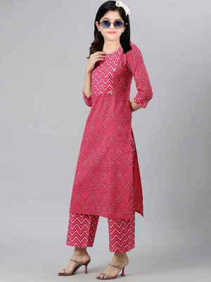 HouseOfCommon Girls Casual Kurta and Pyjama Set(Red Pack of 1)