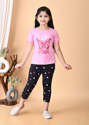 NIVARACREATION Girls Party(Festive) Top Pyjama(Pink)