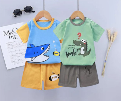 DRUZZEE Baby Boys & Baby Girls Casual T-shirt Shorts(Sky Blue-Green)