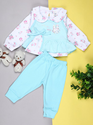 V-MART Baby Girls Casual Dress Legging(Sky L. Blue)