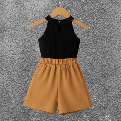 RIYANSHI Girls Casual Top Skirt(Black, Brown)