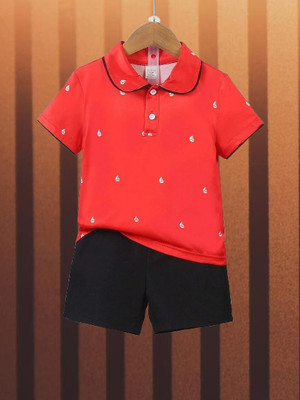 peeloo Baby Boys Casual T-shirt Shorts(red black)
