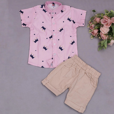 HouseOfCommon Baby Boys & Baby Girls Party(Festive) Shirt Shorts(Pink)