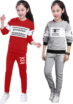 DRUZZEE Baby Boys & Baby Girls Casual T-shirt Pant(Grey-Red)