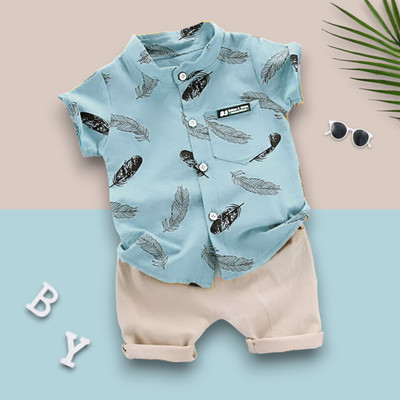 LittleRebel Baby Boys & Baby Girls Casual Shirt Shorts(MORPANKH_SKY_CHIKU)