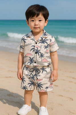 FASHION GRAB Boys Casual Shorts Shirt(Pink)