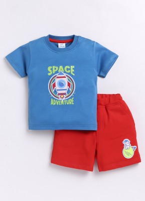 Dollar Baby Boys Casual T-shirt Pant(Blue-Red)