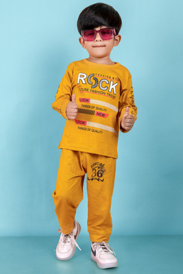 Calcutta Mart Baby Boys Casual T-shirt Pyjama(Yellow)