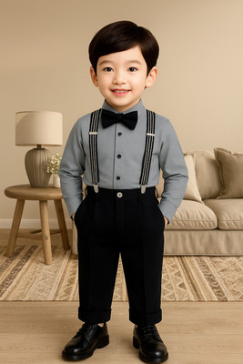 Bleckz Someck Boys Party(Festive) Shirt Pant(Grey)