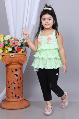SOYAL DRESSES Baby Girls Casual Top Pant(Green)