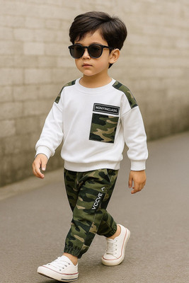 Zikigo Fab Baby Boys & Baby Girls Party(Festive) T-shirt Track Pants(WHITE)