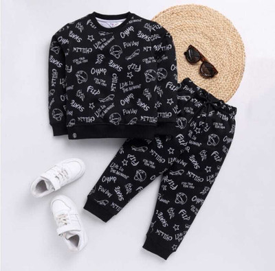 KidsCute Boys Casual Sweatshirt Track Pants(BLACK)