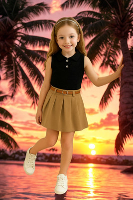 KRIYU CREATION Girls Party(Festive) Top Skirt(BLACK)