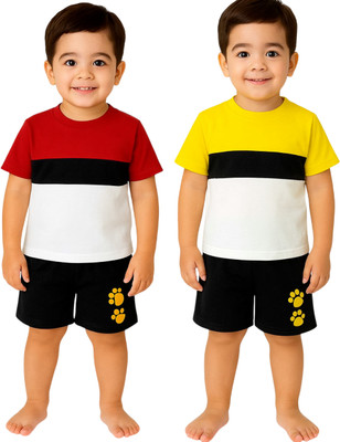 SEGRO Baby Boys & Baby Girls Casual T-shirt Shorts(RED, GOLD)