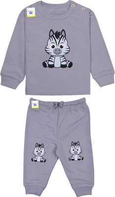 Toddylon Baby Boys & Baby Girls Casual T-shirt Pyjama(Grey)