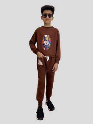 Al-Hudooms Boys Casual Sweatshirt Trouser(Coffee)