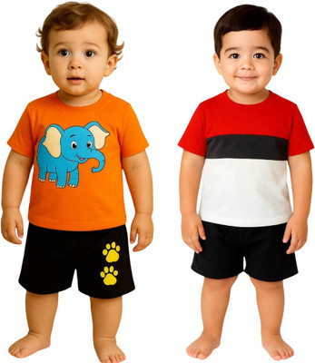SEGRO Baby Boys & Baby Girls Casual T-shirt Shorts(ORANGE)